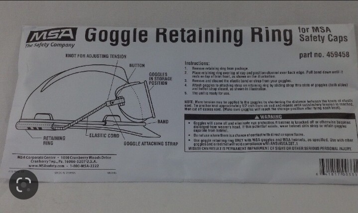 MSA 459458 Goggle Retainer, Standard, Black