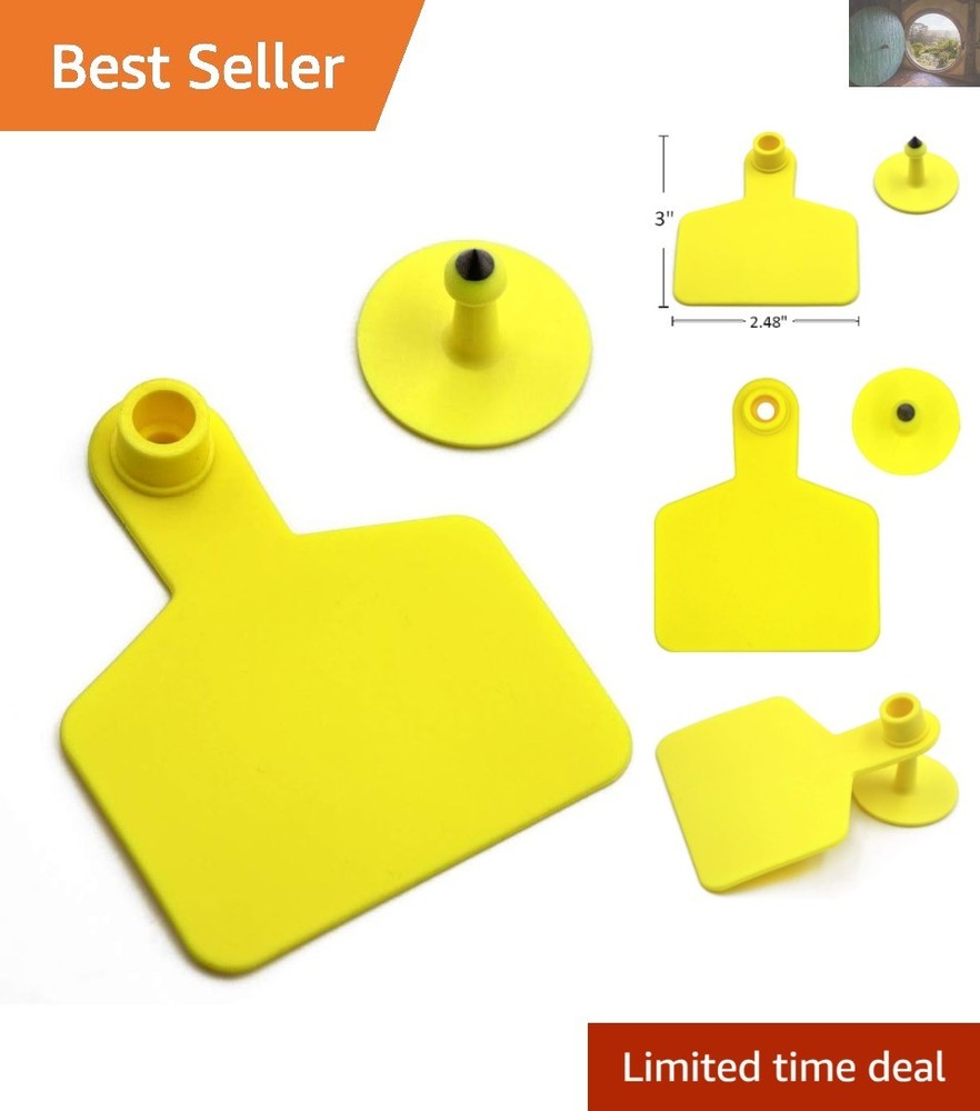 Rectangular 100 Pack of Durable Cattle Ear Tags for Effective Herd Management