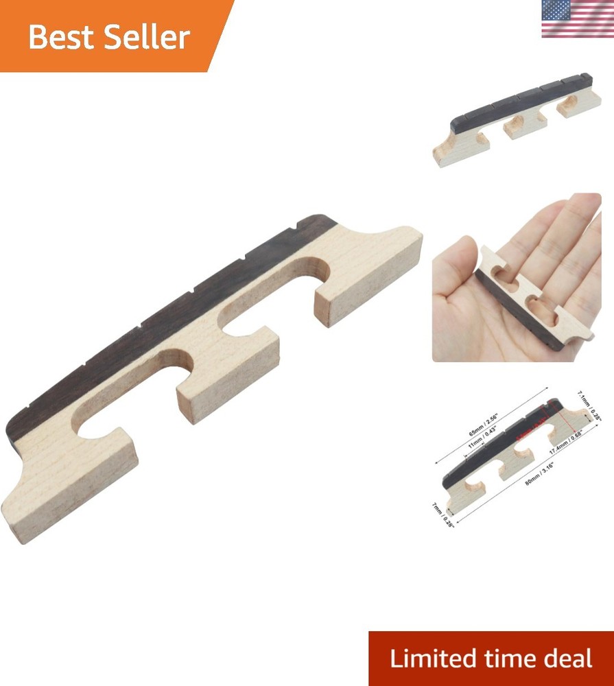 6-String Banjo Bridge - Ebony Maple Replacement for Enhanced Sound