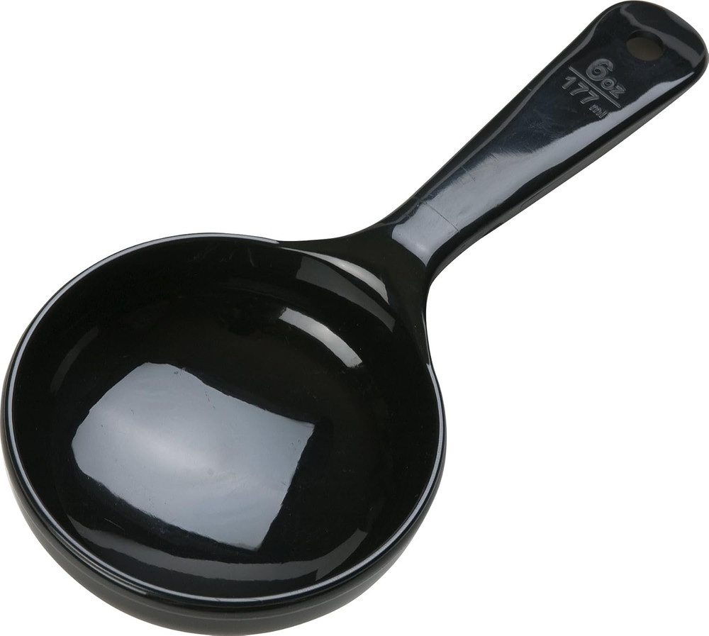 493003 Solid Short Handle Portion Control Spoon, 6 oz, Black