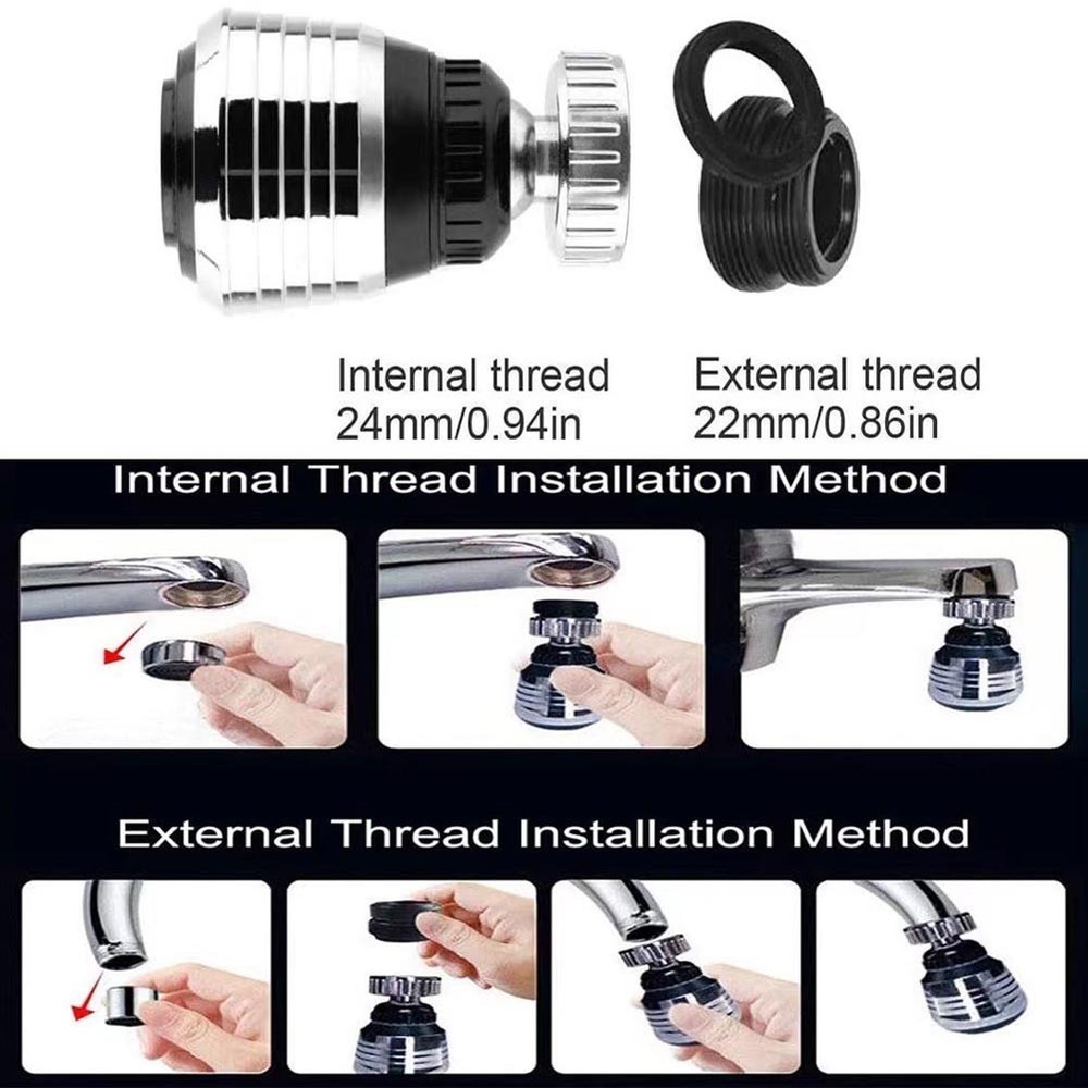 Rotating Faucet Aerator Single Handle Control Easy Installation Water Saving