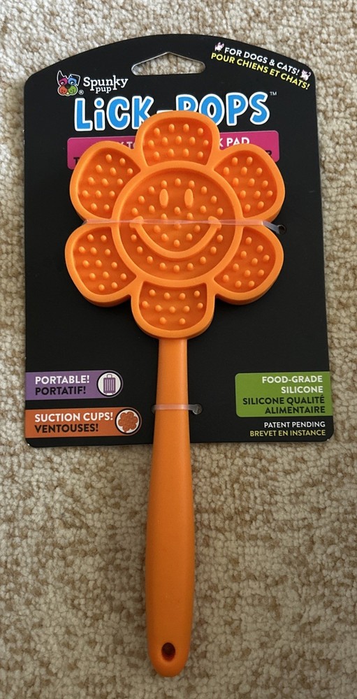 Spunky Pup “Lick-Pops” Portable Lick Pad Orange