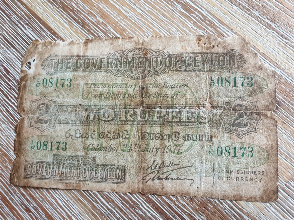 Ceylon 2 rupees 1937 banknote