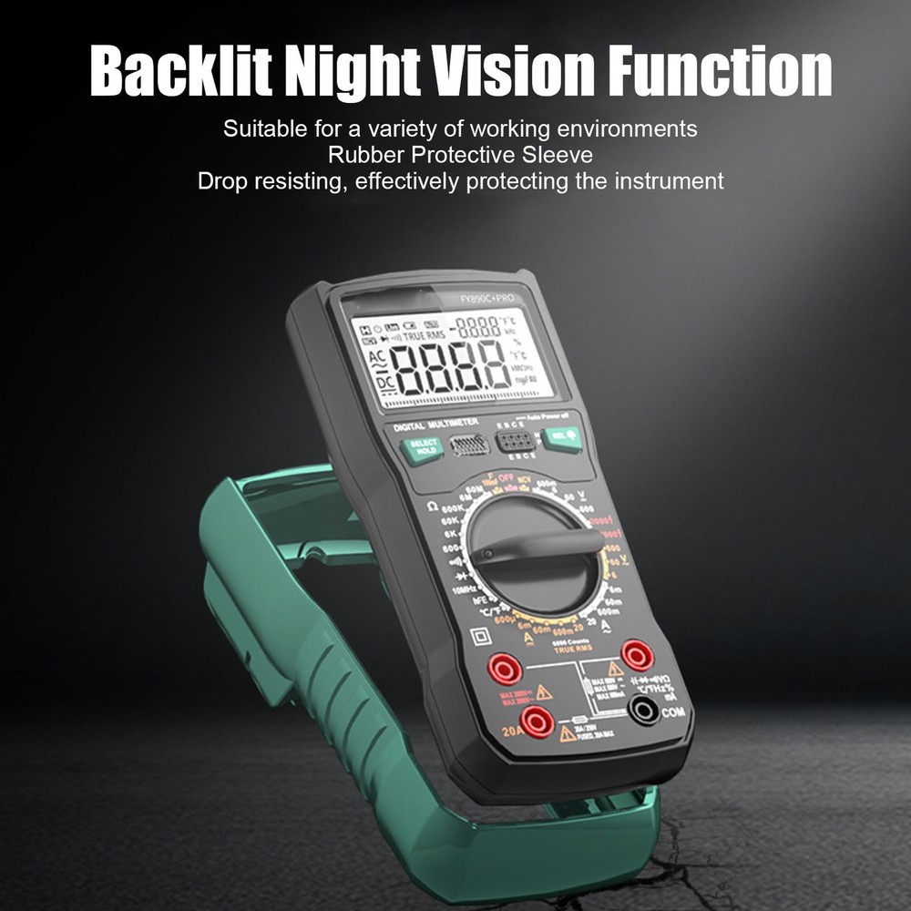 Digital Multimeter 6000 Counts Tester 2000V Voltage Current Capacitance Testing