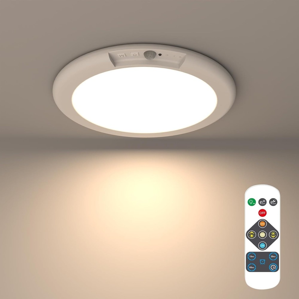 Rechargeable Motion Sensor Light with Remote Wireless Ceiling Light Battery O...