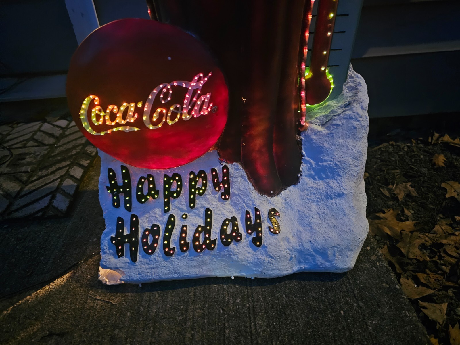 Fiber Optic Coca Cola Coke Bottle Happy Holidays Christmas Outdoor Vintage Light