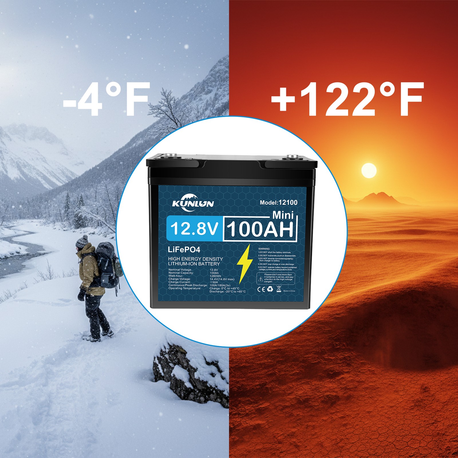 12V 100Ah LiFePO4 Lithium Battery 5000+ Deep Cycle For RV Marine Solar Off-grid