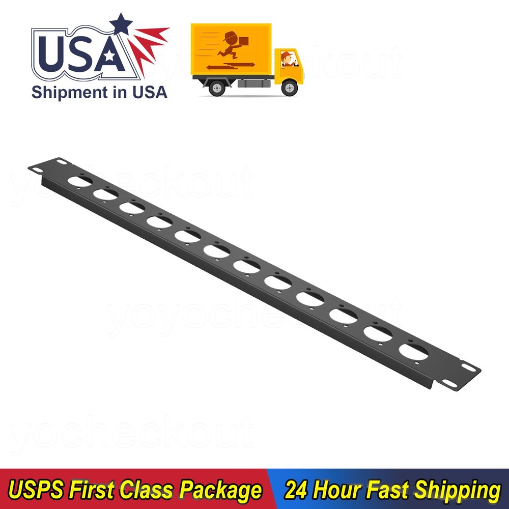 12 Port 1U 19'' Patch Panel RJ45 Networking Rack Mount Bracket D-Type Connectors