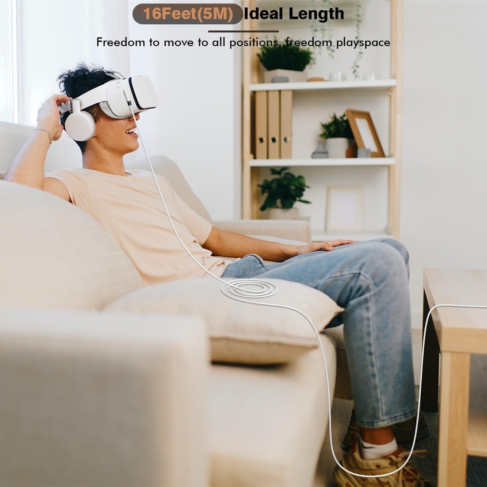 16 Feet Link Cable for Quest 3S,VR Compatible with Meta 1Pack