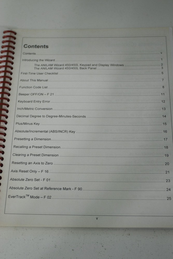 Anilam Wizard 450 / 450L Operational Manual 1999
