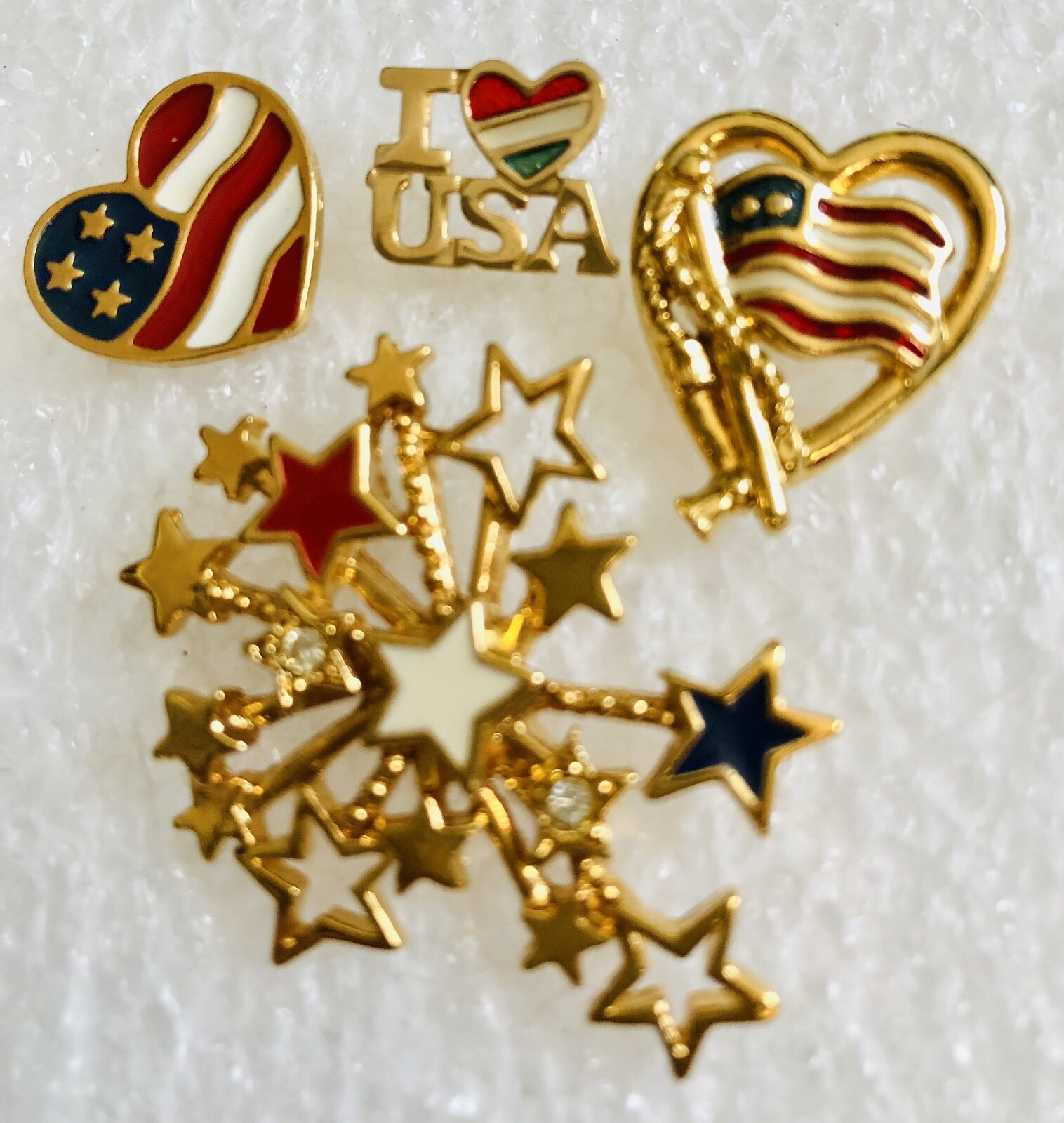 Avon 4th Of July Independence Day Tack Pin LOT (4 Pins) Flags USA