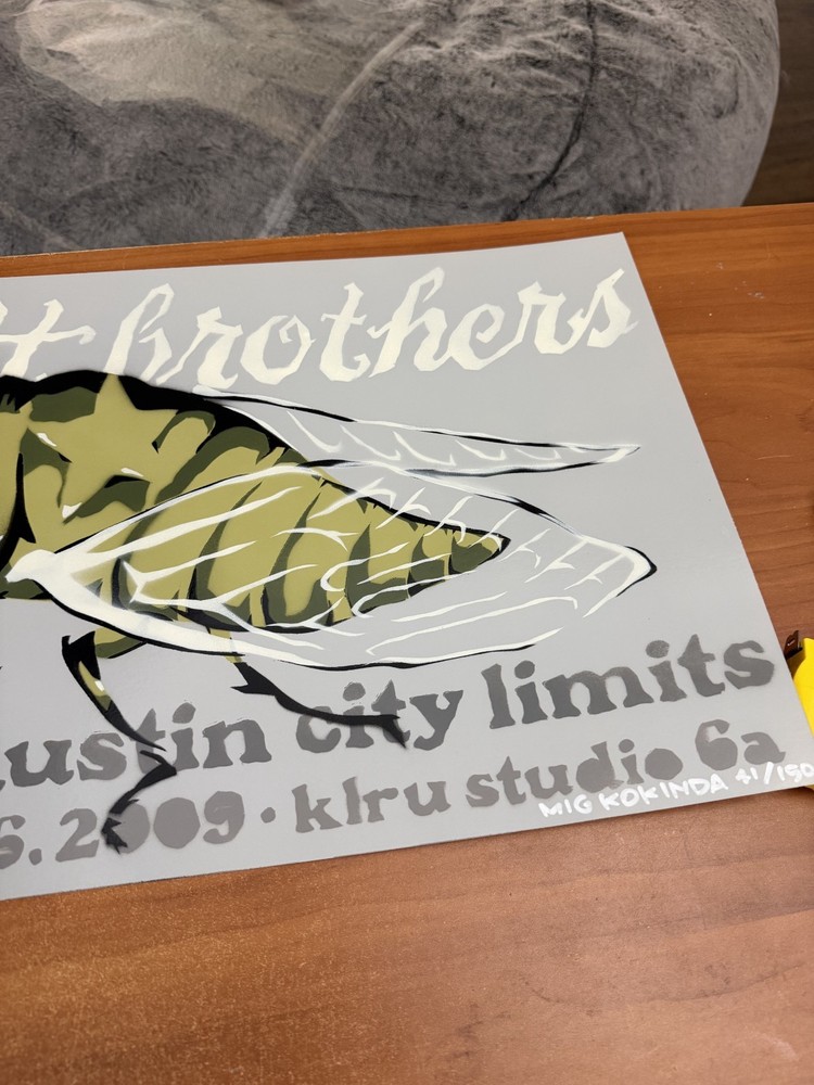 Avett Brothers Poster Hard stock Hand stenciled austin City Limits 22 x 14 rare