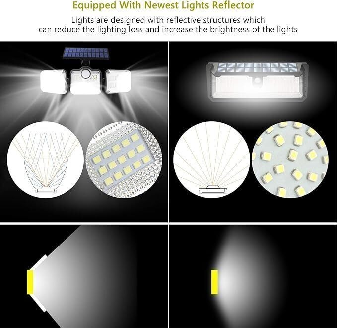 2 Pack 122 LED Solar Lights Outdoor Waterproof Motion Sensor Security Wall Lamp