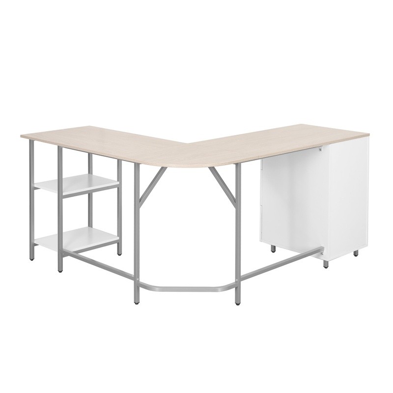 L Shaped Computer Desk W/ Storage Drawers Adjustable Open Shelves Efficiency New