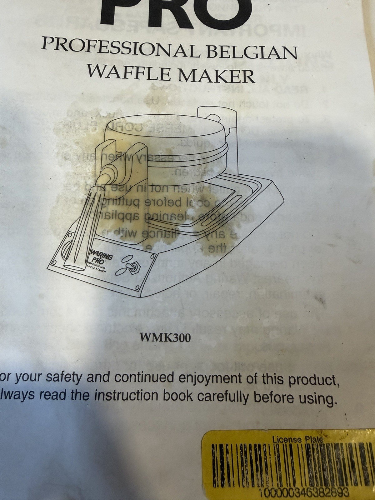 WARING Pro WMK300 Professional Belgian Waffle Maker Silver Used Tested