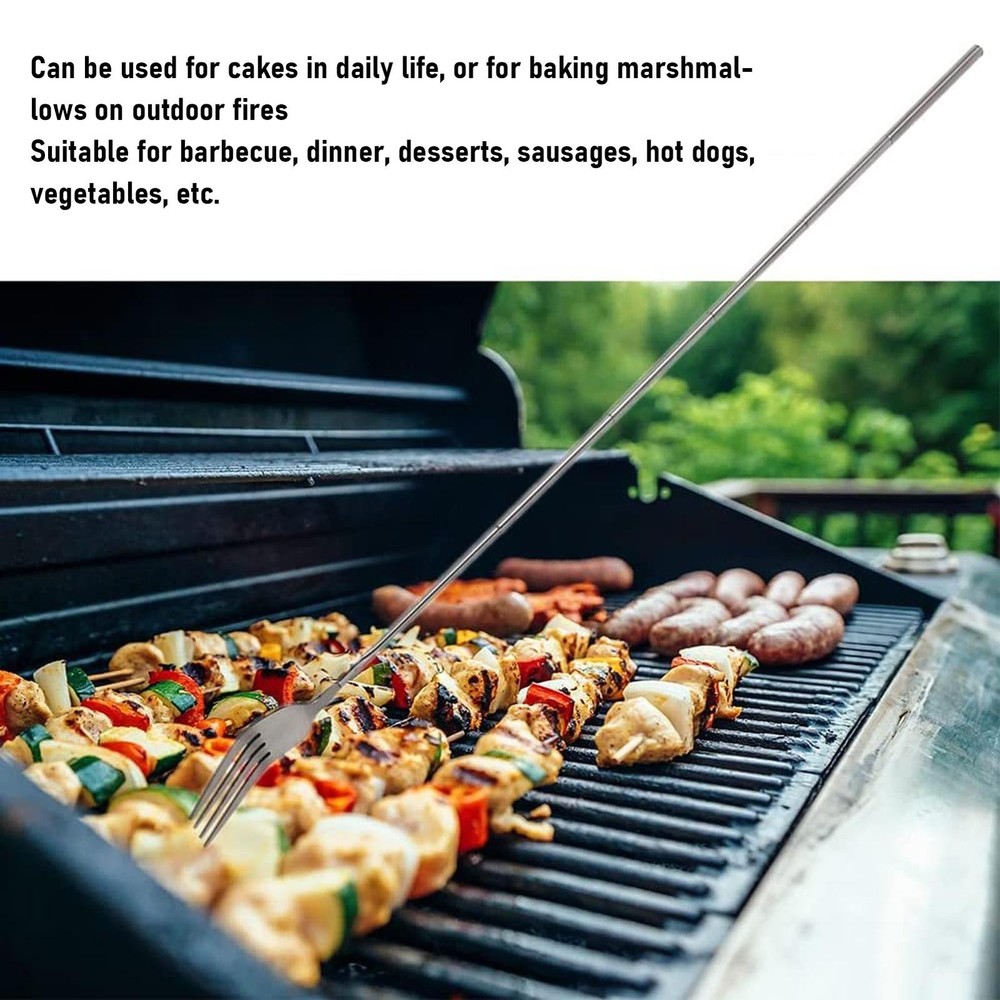 Extendable Fork Stainless Steel Long Handle Portable Telescopic Fork For BBQ WT