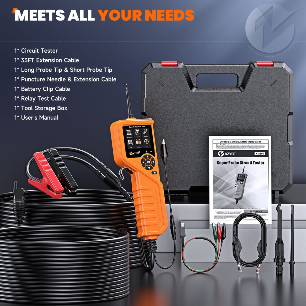 KZYEE KM601 PowerScan Circuit Test Tool 12V 24V Probe Electrical System Power