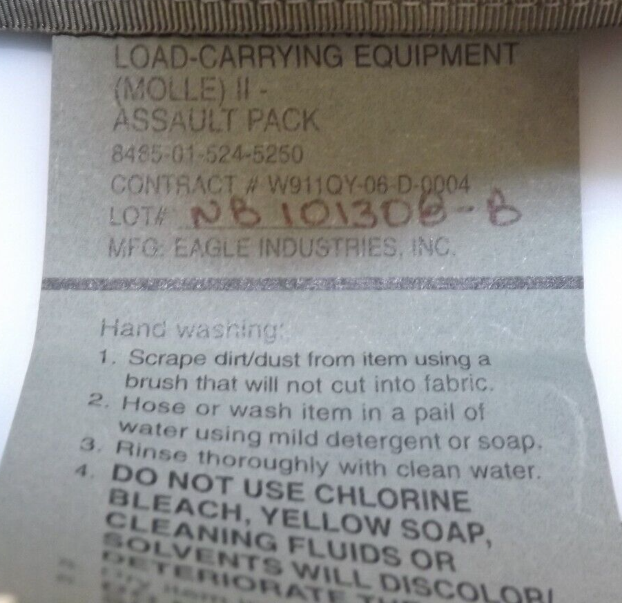 Military Issue Molle II Load-Carrying Assault Back Pack - Eagle Industries