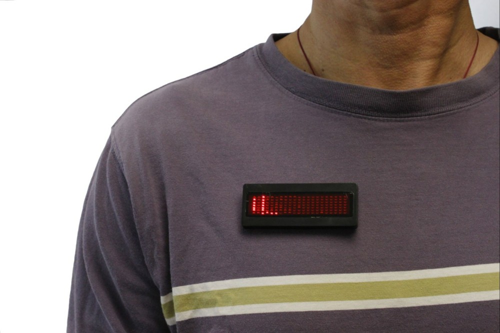 Bolan Programmable Scrolling Red LED Name Tag, Reusable Name Badge
