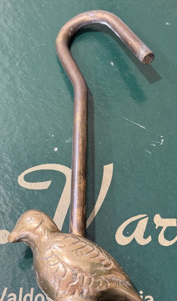 Vintage Solid Brass Bird Peasant Fireplace Damper Pull Hook - Decor Functional