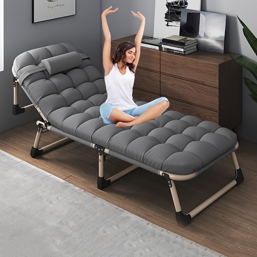 1Pc Ergonomic Folding Recliner Bed (With Mattress): Multi-Functional, Manually A