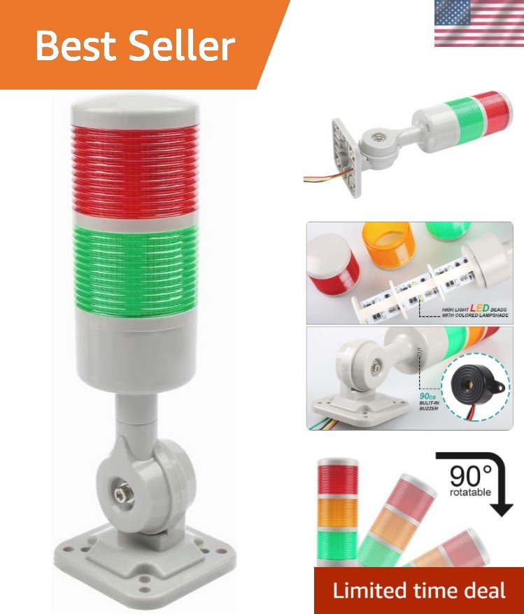 LED Signal Tower Stack Lights - 2-Layer Rotatable Industrial Safety Alert System