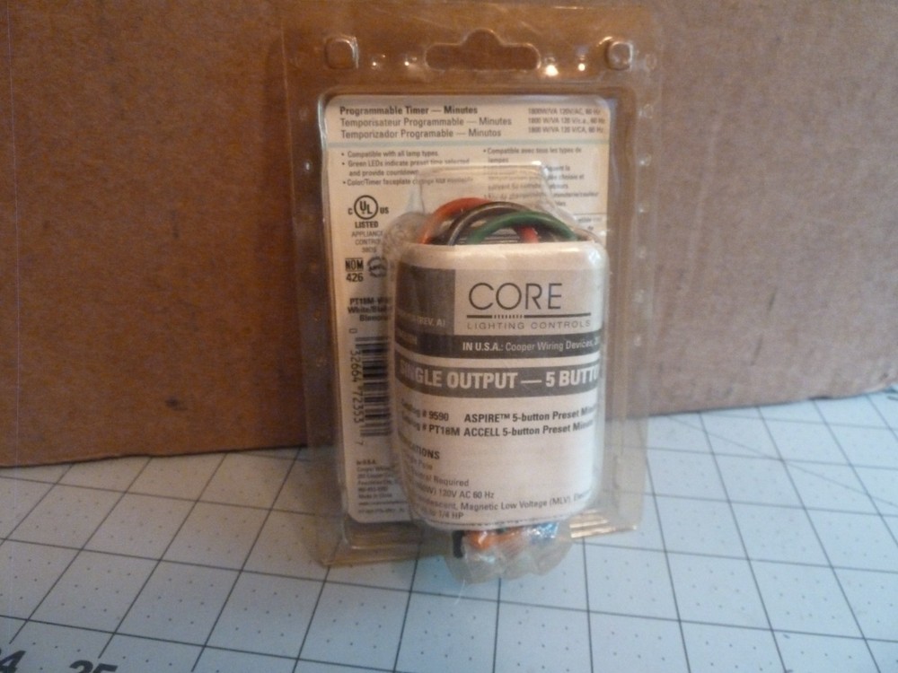 Cooper Wiring Devices PT18H-PTA Programmable Timer - 5 Presets - 1 Pole - WHITE