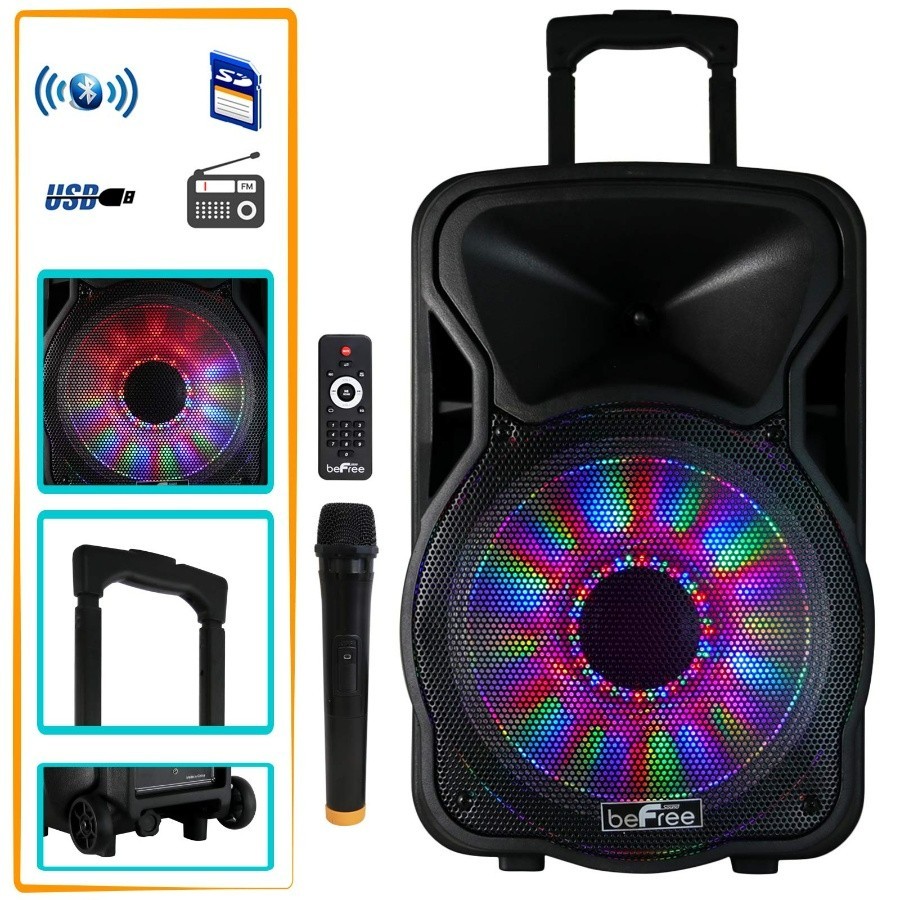 BeFree Portable Bluetooth PA Speaker System Rechargeable Microphone Karaoke