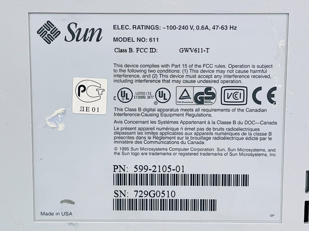 Sun Microsystems 599-2105-01 DDS-3 Data Storage External Tape Drive (READ)