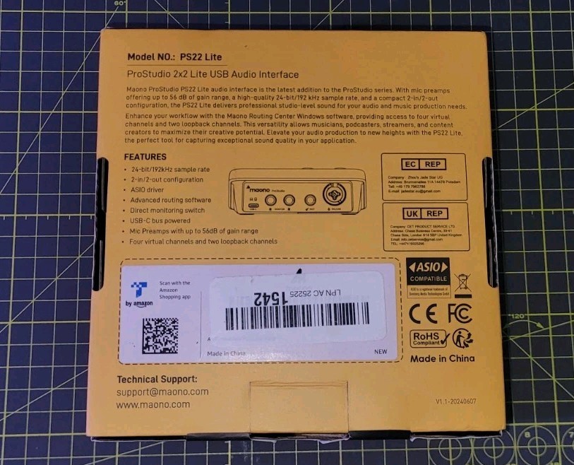 MAONO USB Audio Interface for PC: Interface with XLR Input 24-bit/192kHz OPENBOX