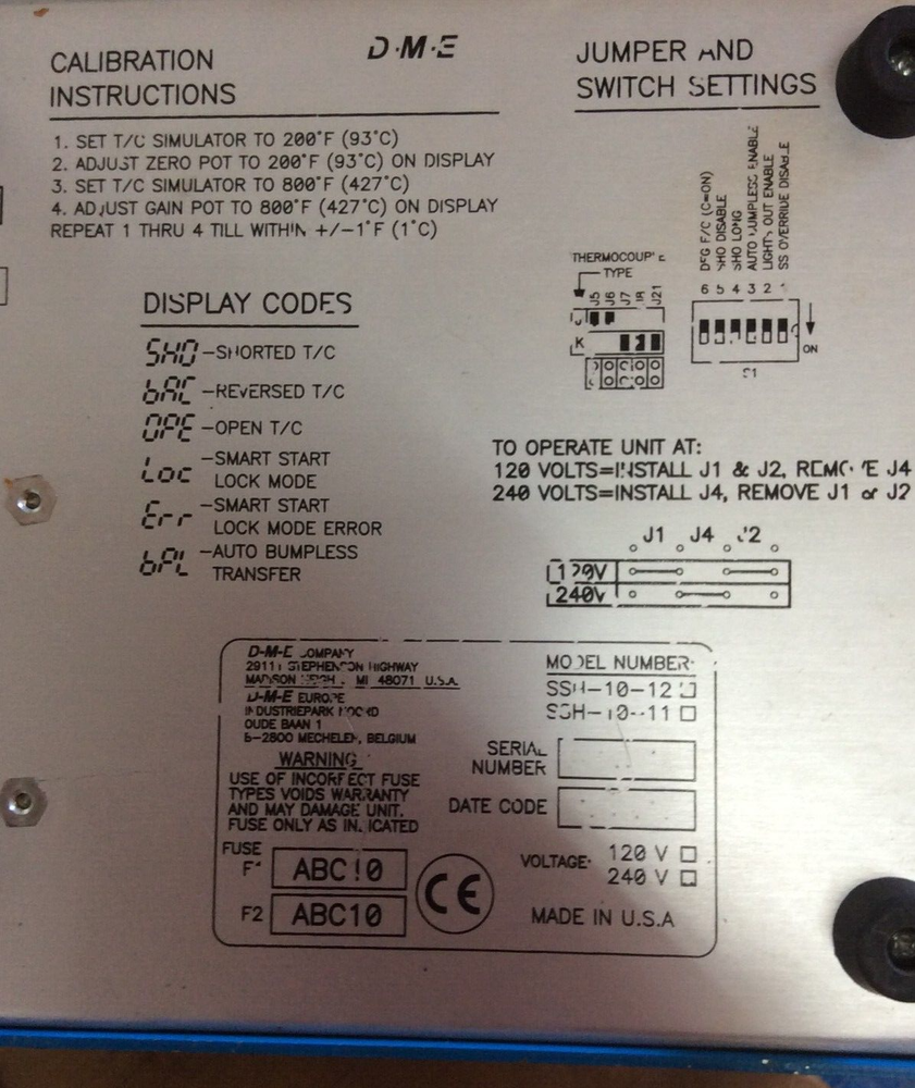 DME Single Zone Temp Controller SSH-10-20 and DME Temp Control Module