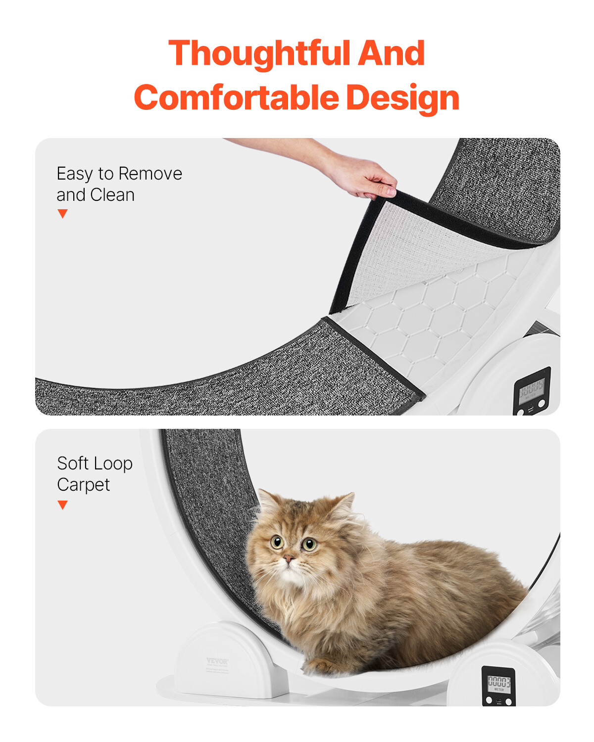 Cat Exercise Wheel with Pedometer 40.8" Cat Treadmill for Pet Health White