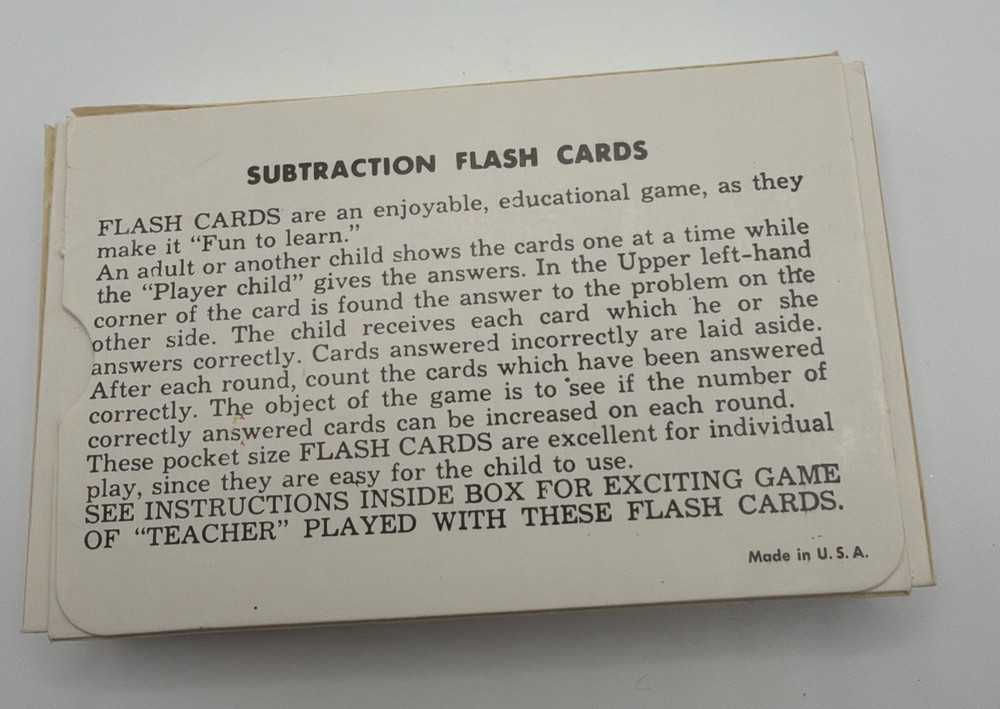 Vintage SUBTRACTION FLASH CARDS Wise Owl