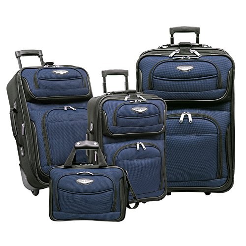 Amsterdam Expandable Rolling Upright Luggage, Navy, 4-Piece Set