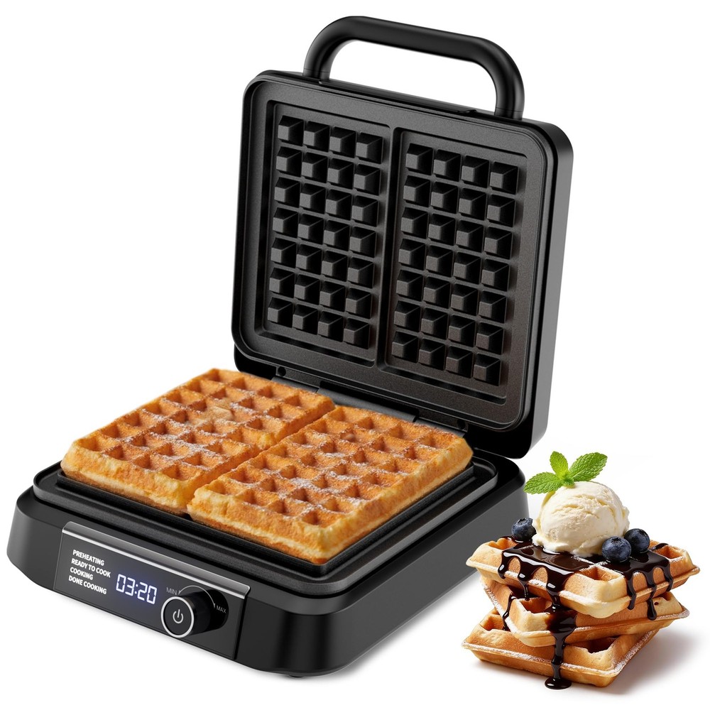Waffle Maker, 1200W Belgian Waffle Maker, Dual Rectangular Thick Waffle Iron,...