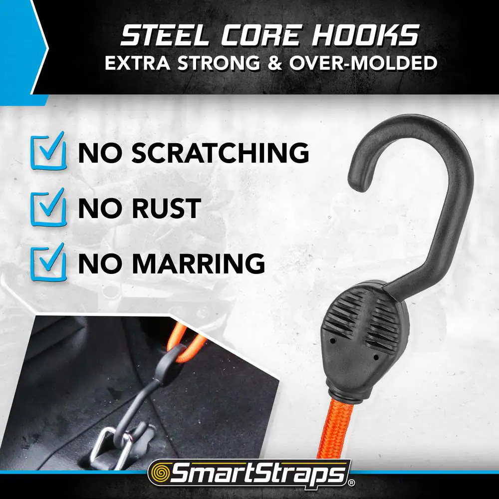 Super Strong, Adjustable Bungee Cord with Hooks Value Pack Assortment - 5 Piece