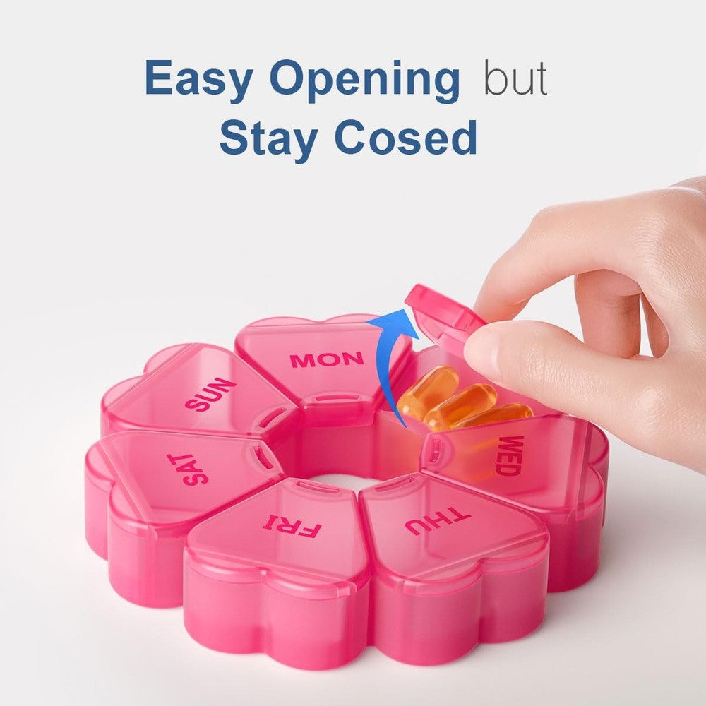 Weekly Pill Organizer Box - 7 Day Vitamin Case with Large Compartments
