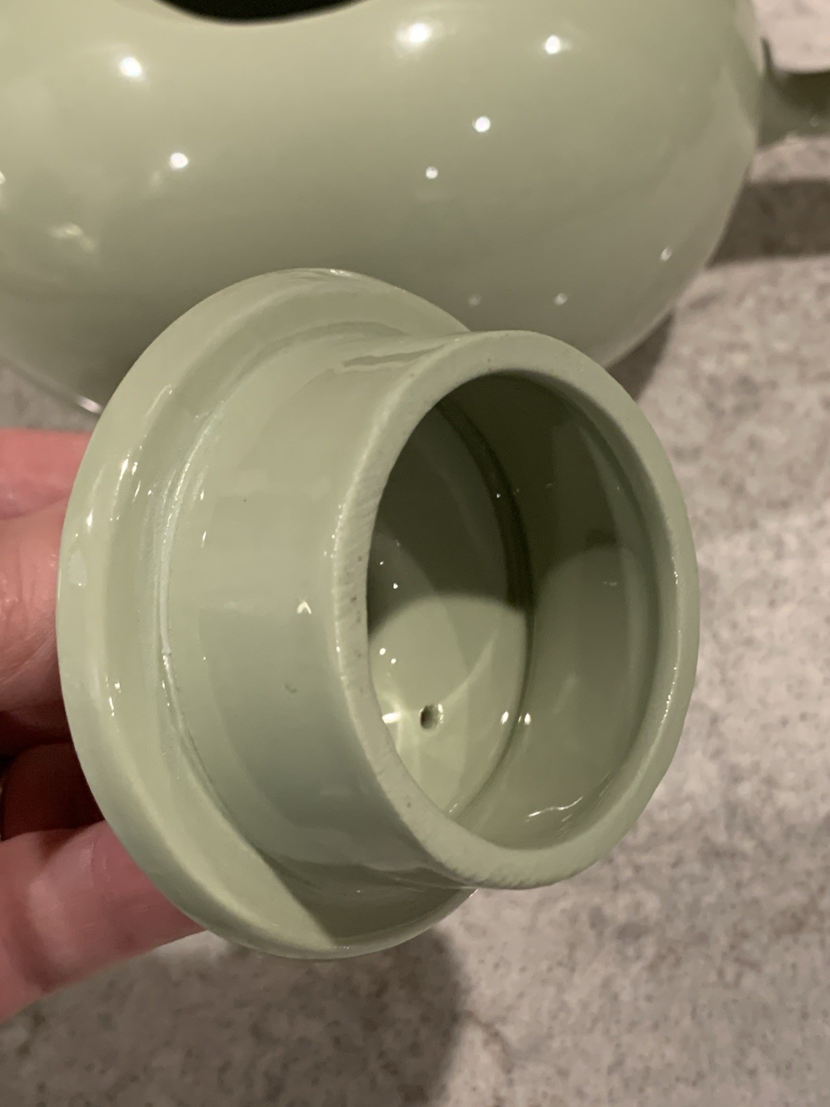 Beautiful Sage Green Ceramic Tea Pot Pitcher Marked #2 On Bottom