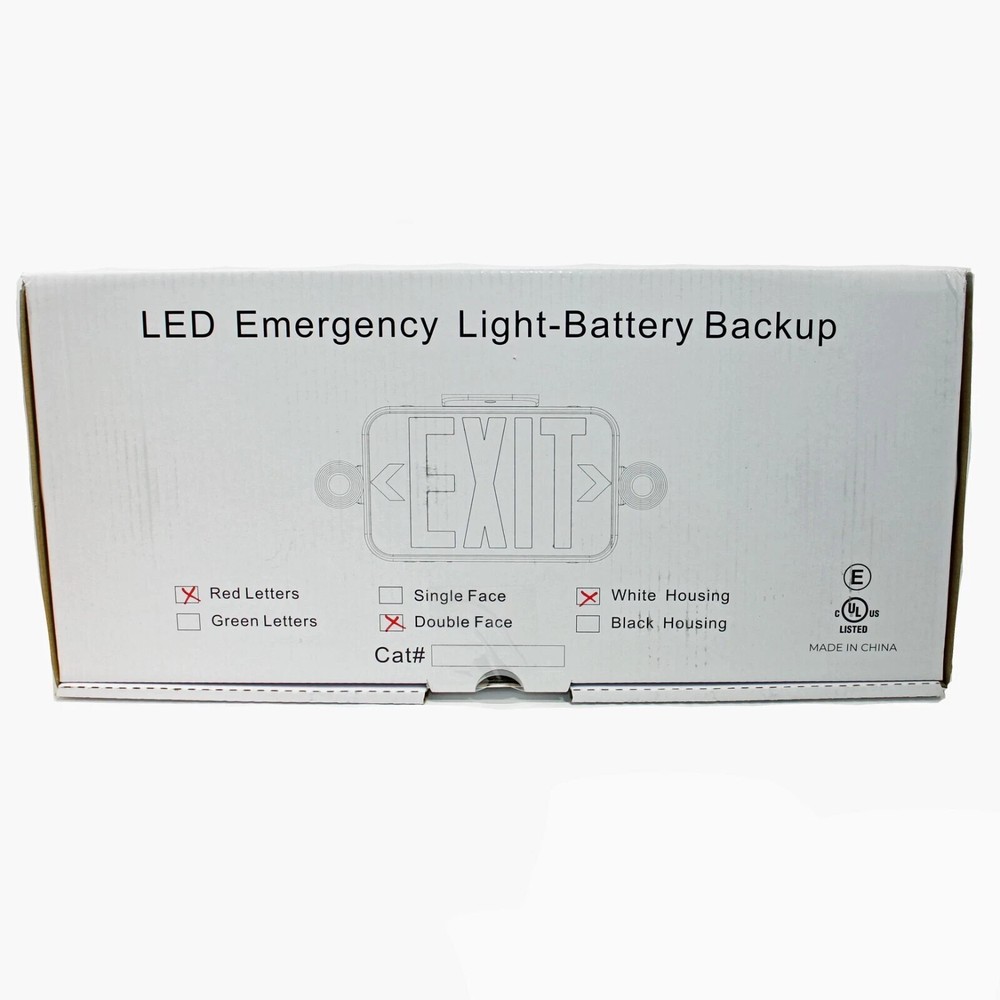 LIT-PaTH LED Combo Emergency EXIT Sign 2 Adjustable Head Lights Back Up Battery