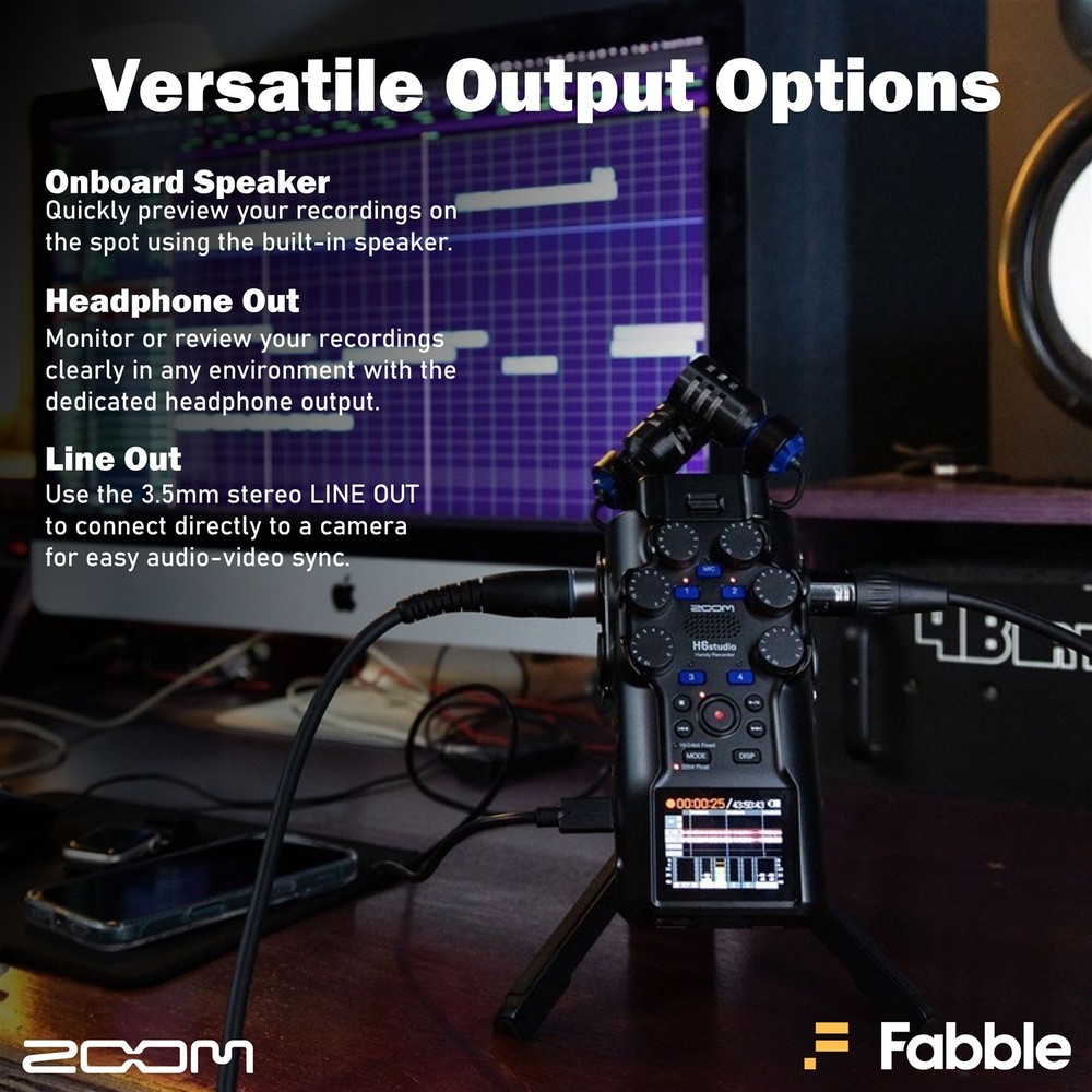 Zoom H6studio 8-Track 32-Bit Float Handy Recorder Bundle