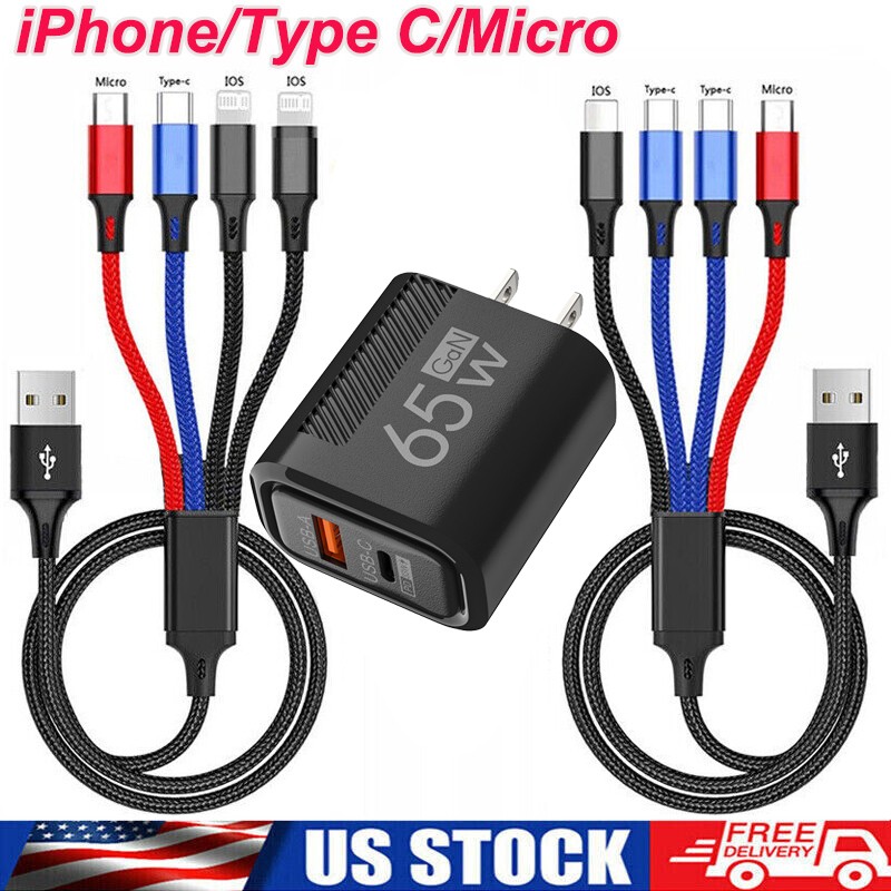 4 in 1 Fast USB Charging Cable Universal Multi Function Cell Phone Charger Cord