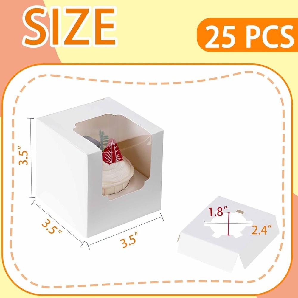 Stackable 25 Pack Cupcake Boxes with Windows – Perfect for Parties and Gifting