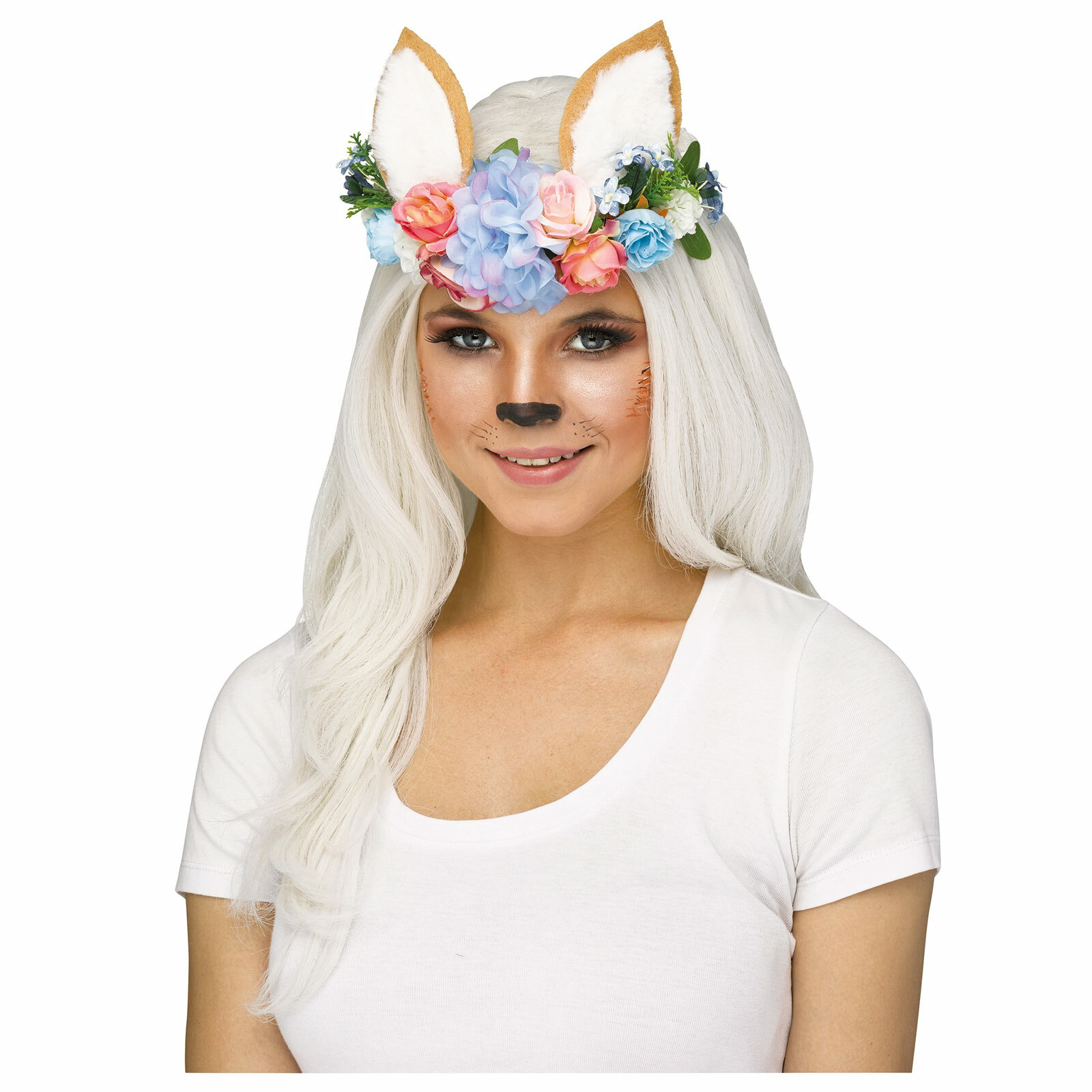 Adult Womens Forest Fox Deer Halloween Costume Floral Headband Antlers Ears