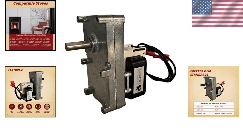 High-Performance Replacement Auger Motor - Compatible with England, Timber Ridge
