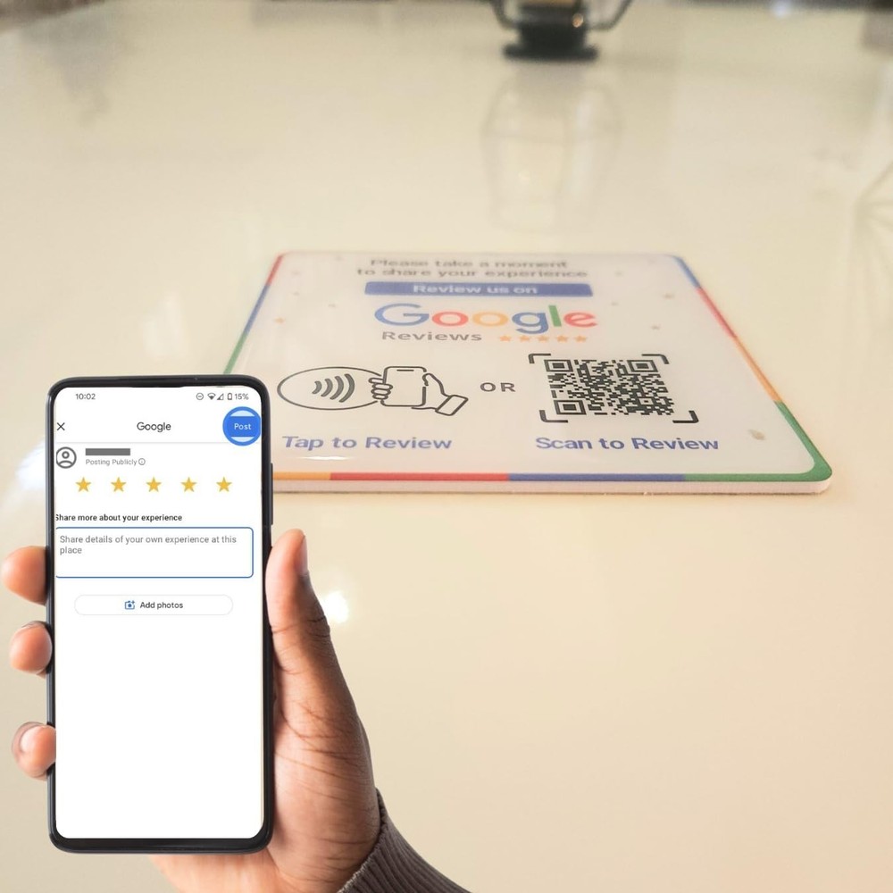 Dual-Function NFC Epoxy Plate for Google Reviews - No Subscription Required