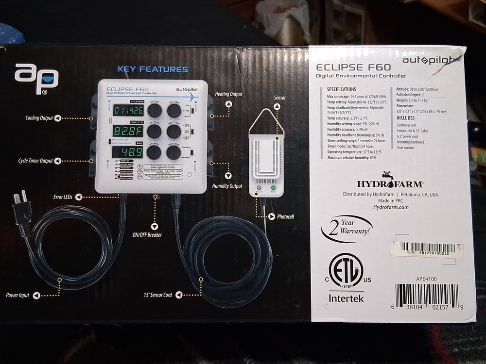 Hydrofarm APE4100 Autopilot ECLIPSE F60 Digital Environmental Controller - White