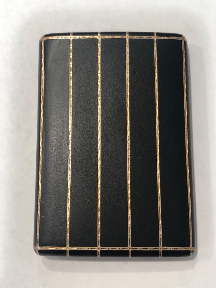 A Russian Black Enameled Silver Cigarette Case