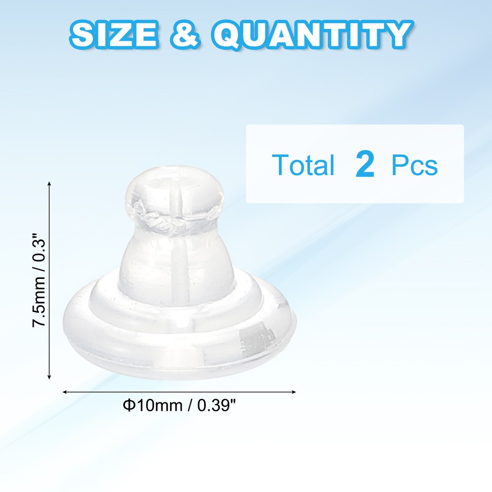 2Pcs Earring Backs for Stud, 925 Silver Sterling/Silicone Plastic Stopper, Clear