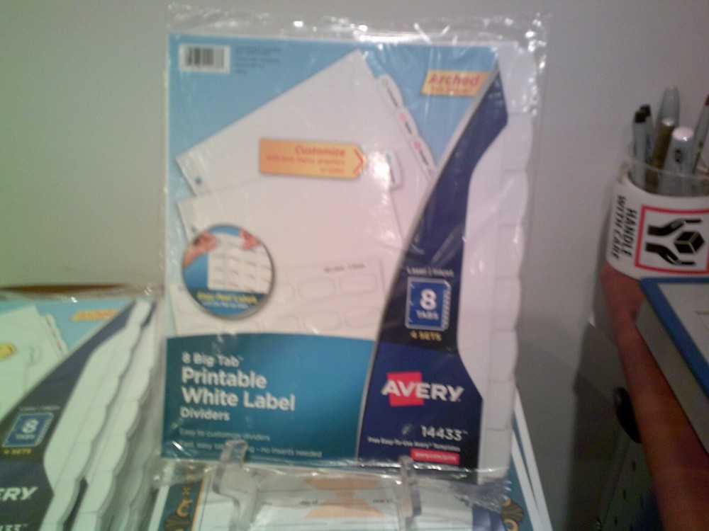 Avery Easy Peel White Label Tab Dividers 8-Tab 4-SETS White 14433