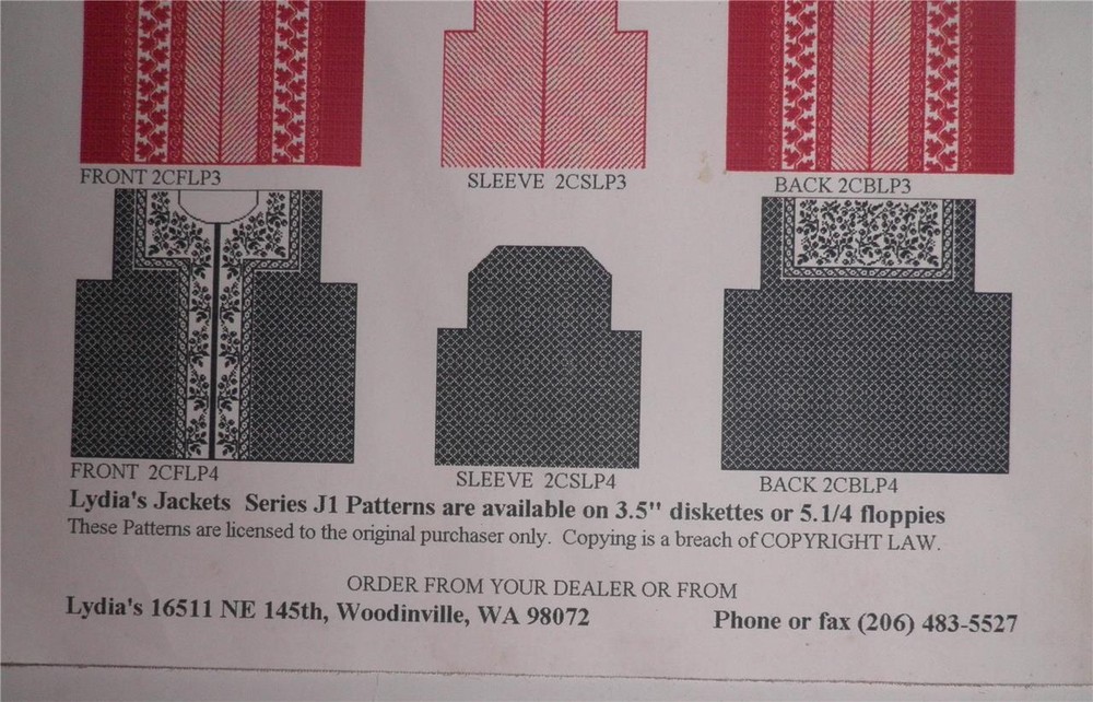 LYDIA'S Jackets J1 Passap E6000 & Creation 6 Machine Knitting Pattern w Disk